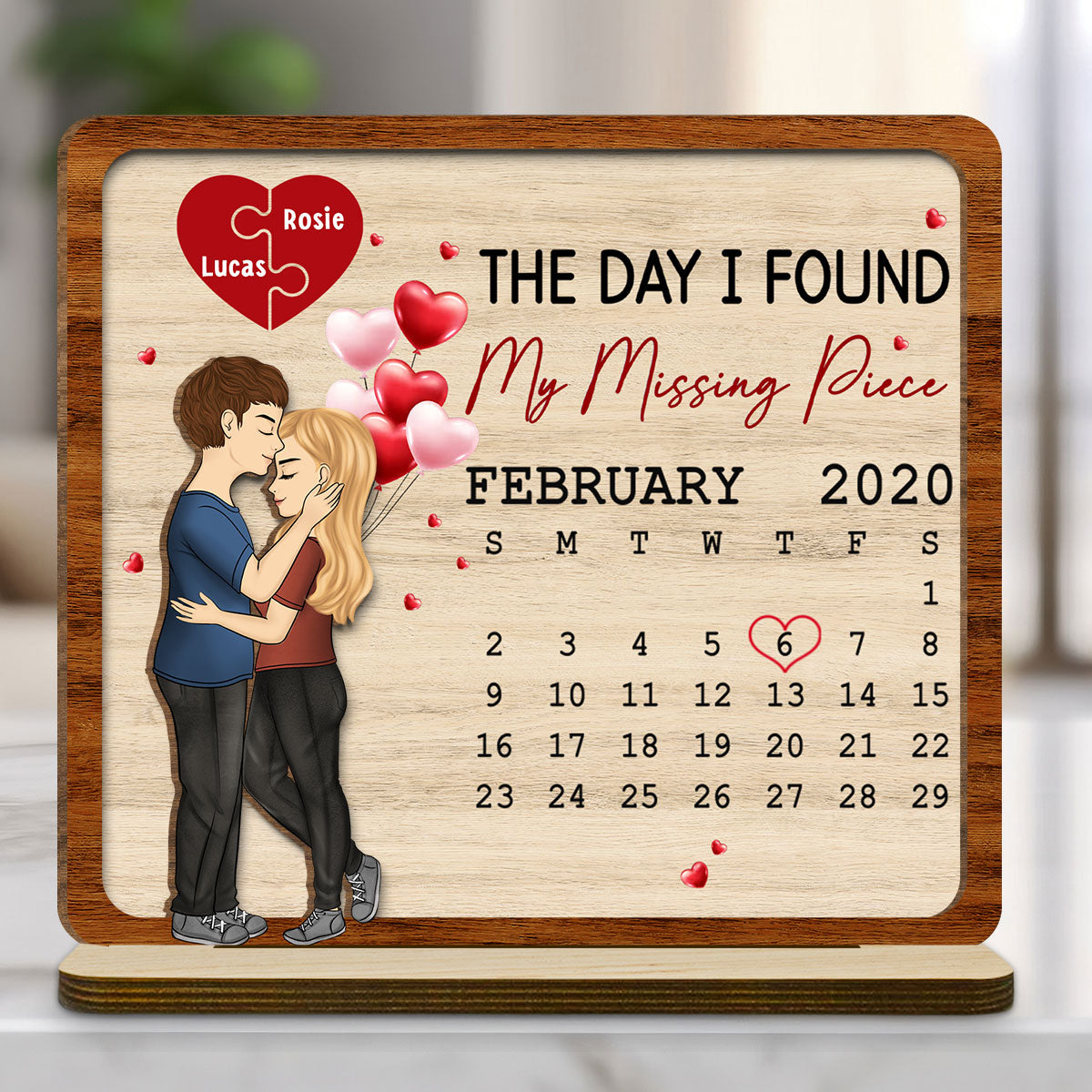 My Missing Piece - Personalized Custom 2-Layer Wood Plaque With Flat Base