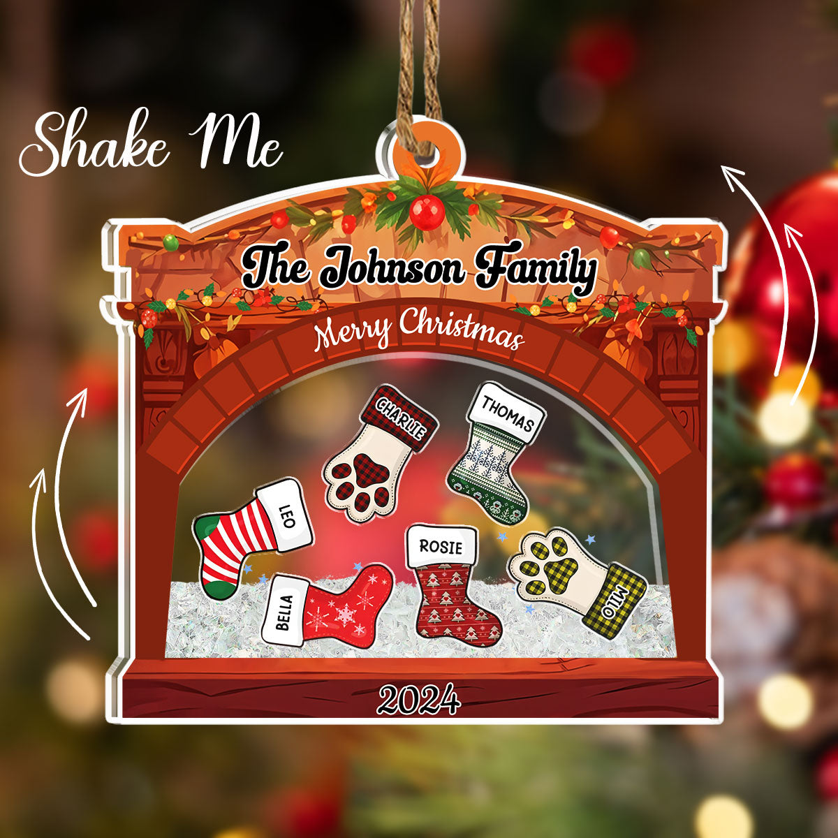 Christmas Family Stockings - Personalized Custom Acrylic Shaker Ornament