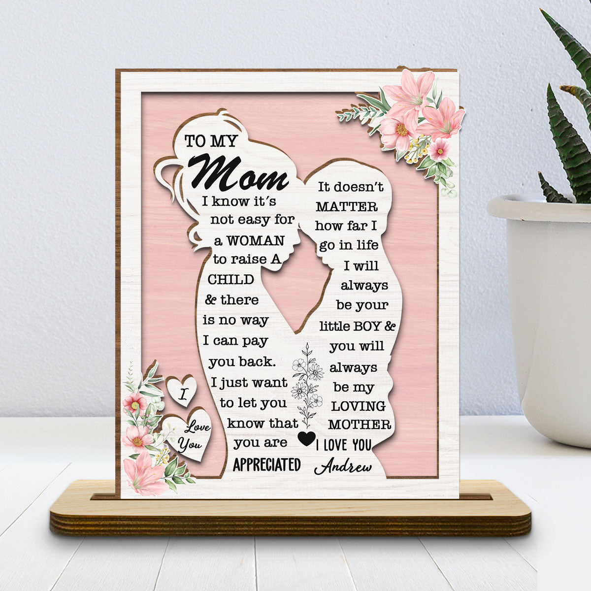 To My Mommy - Personalized Custom 2-Layer Wood Plaque With Flat Base