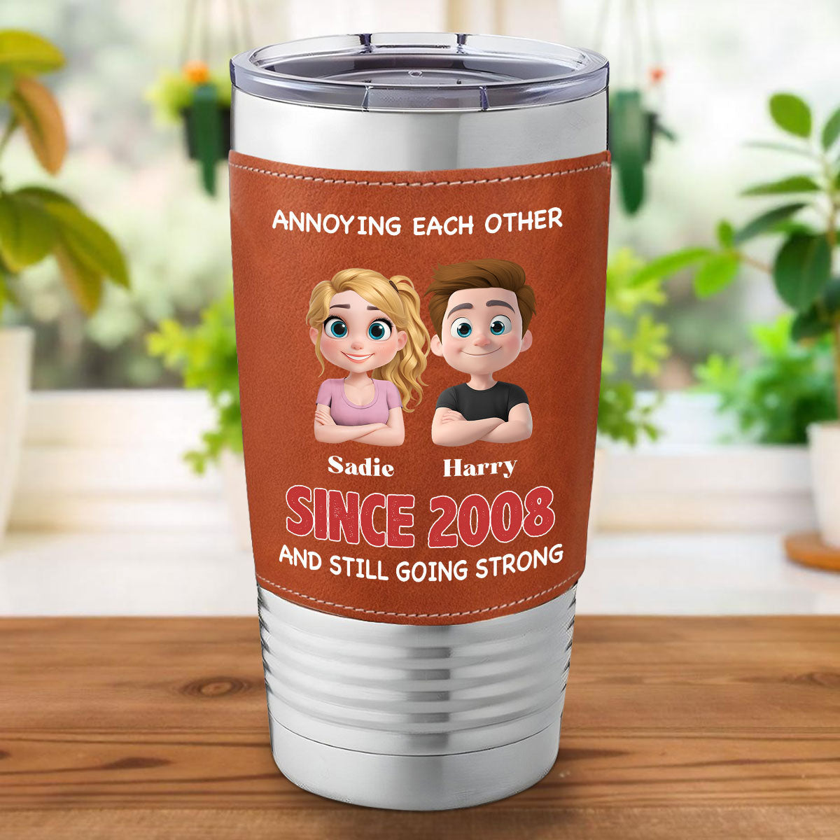 With You Forever - Personalized Custom Leather Tumbler