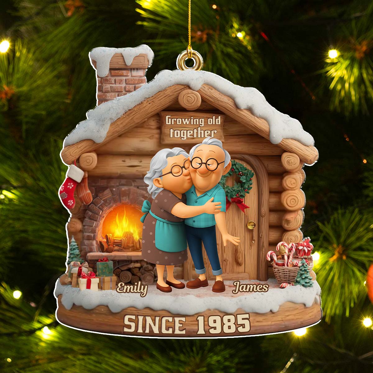 Growing Old Together Christmas - Personalized Custom Acrylic Ornament