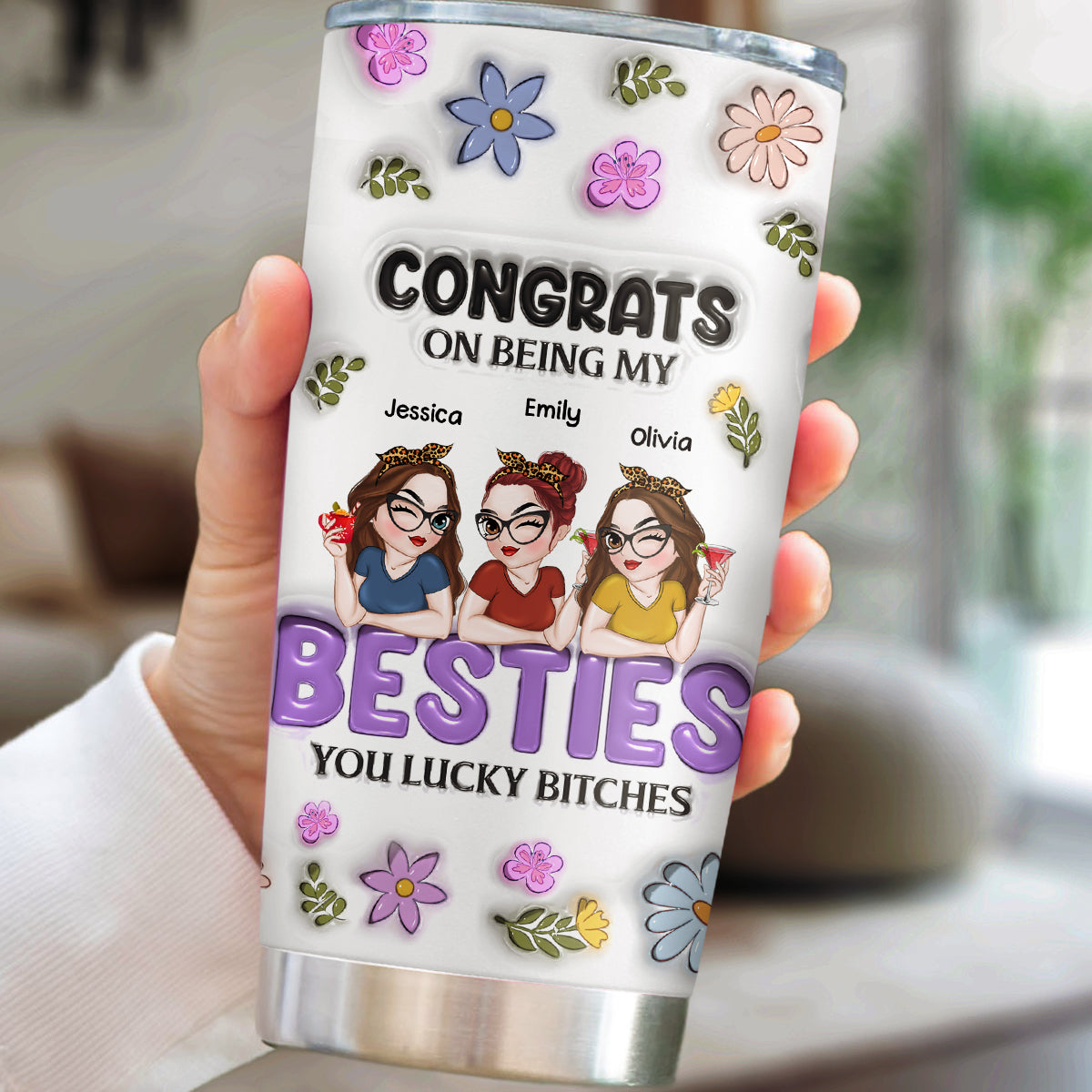Congrats On Being My Bestie - Personalized Custom 3D Inflated Effect Tumbler