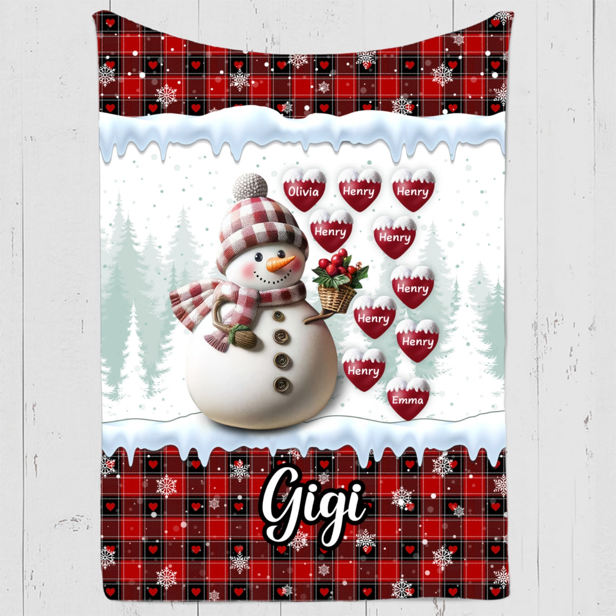 Snowman Grandma - Personalized Custom Fleece Blanket