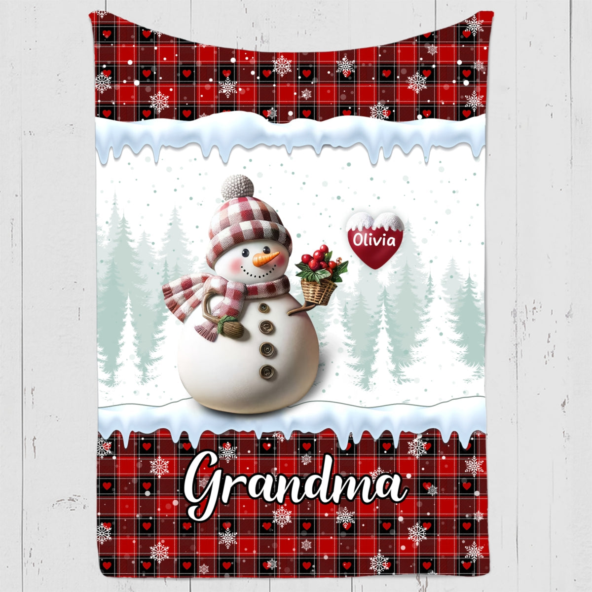 Snowman Grandma - Personalized Custom Fleece Blanket