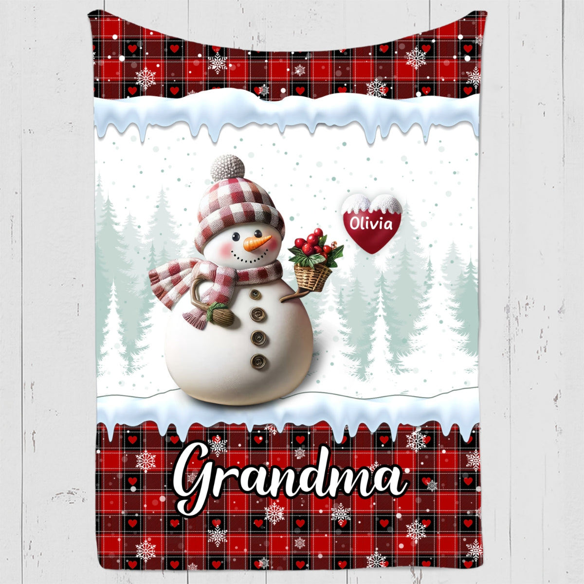 Snowman Grandma - Personalized Custom Fleece Blanket