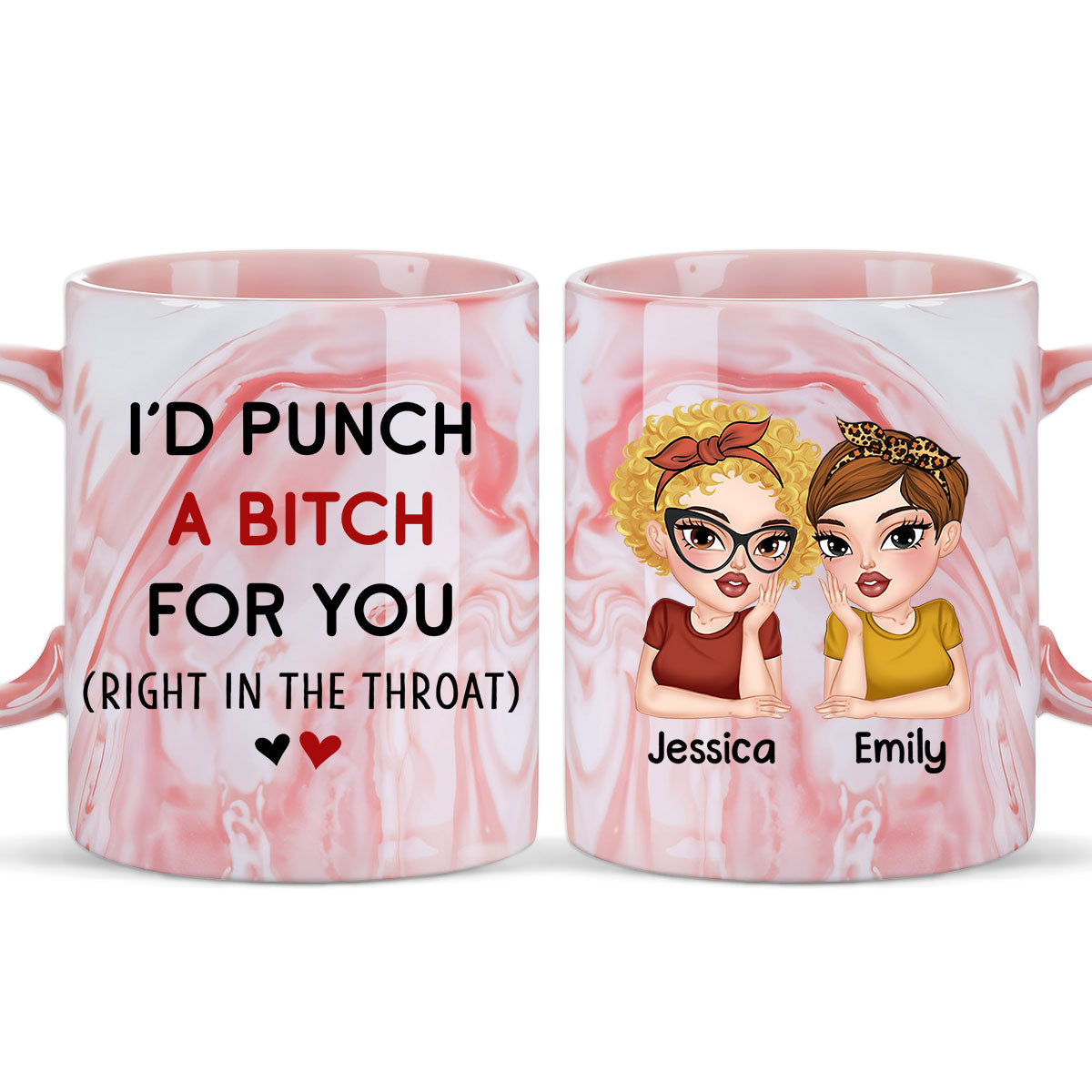 Good Friends - Personalized Custom Pink Marble Mug