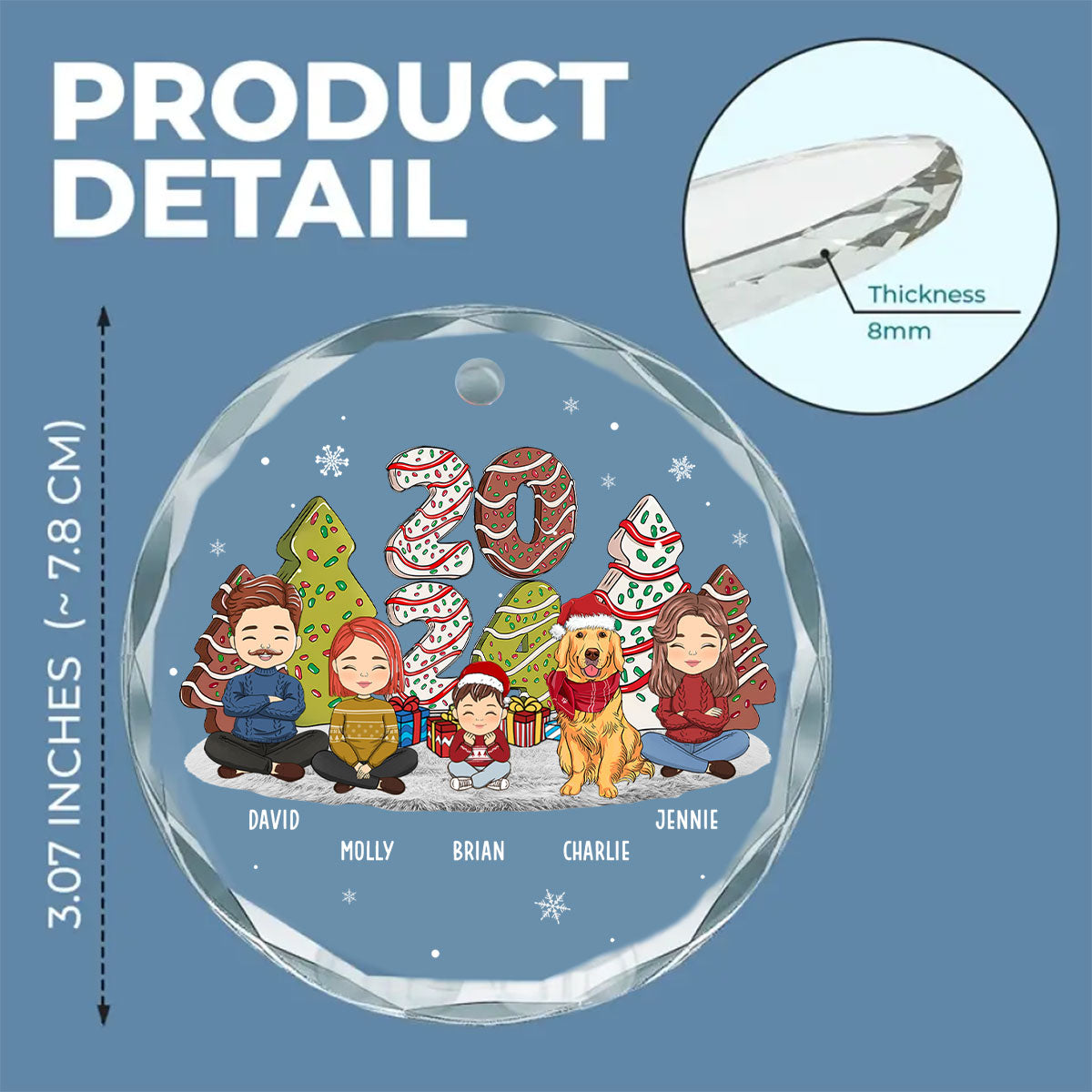 Family Cake - Personalized Custom Glass Ornament