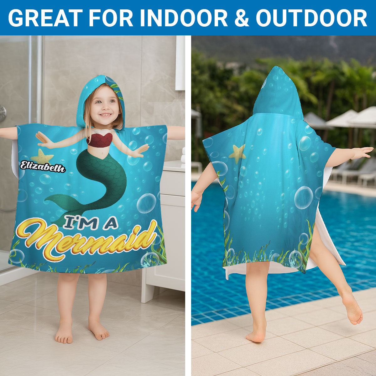 I Am Mermaid - Personalized Custom Hooded Beach Towel