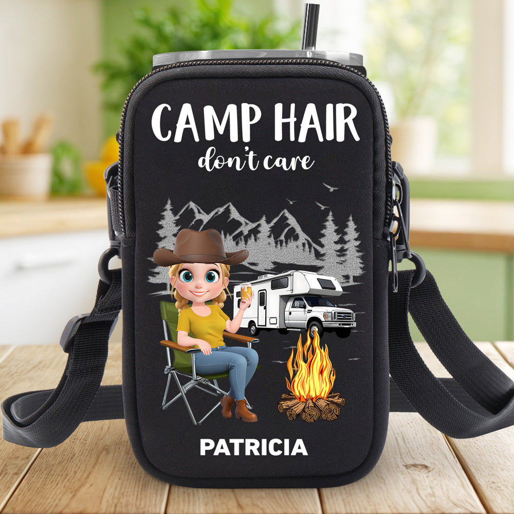 Camp Hair Do Not Care - Personalized Custom Water Bottle Carrier Bag