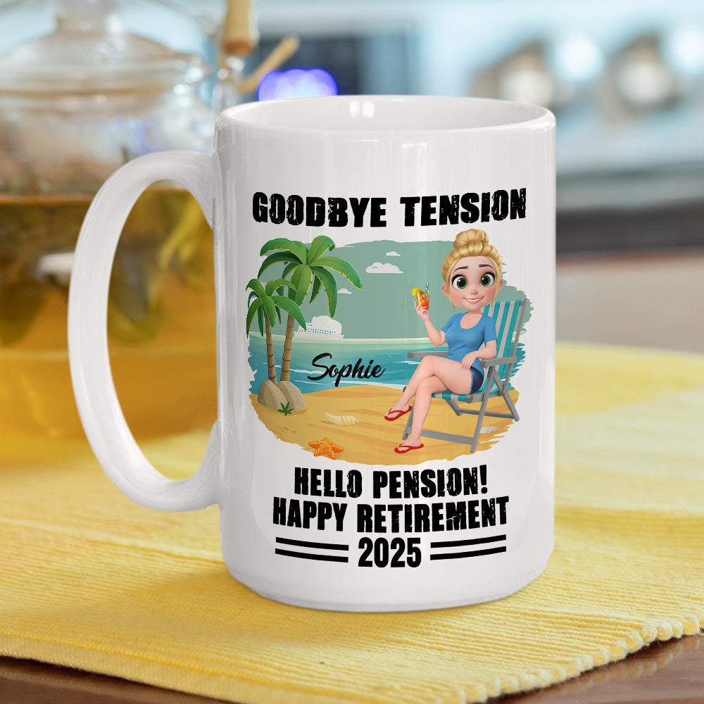 Goodbye Office Hello Paradise - Personalized Custom Coffee Mug