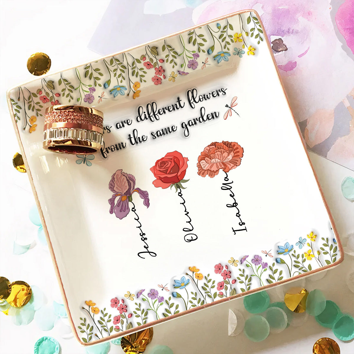 Our Sister Bond Grows Strong - Personalized Custom 3D Inflated Effect Jewelry Dish
