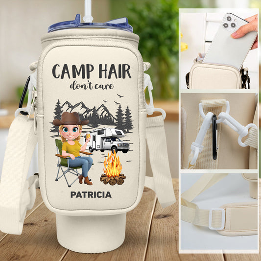 Camp Hair Do Not Care - Personalized Custom Water Bottle Carrier Bag
