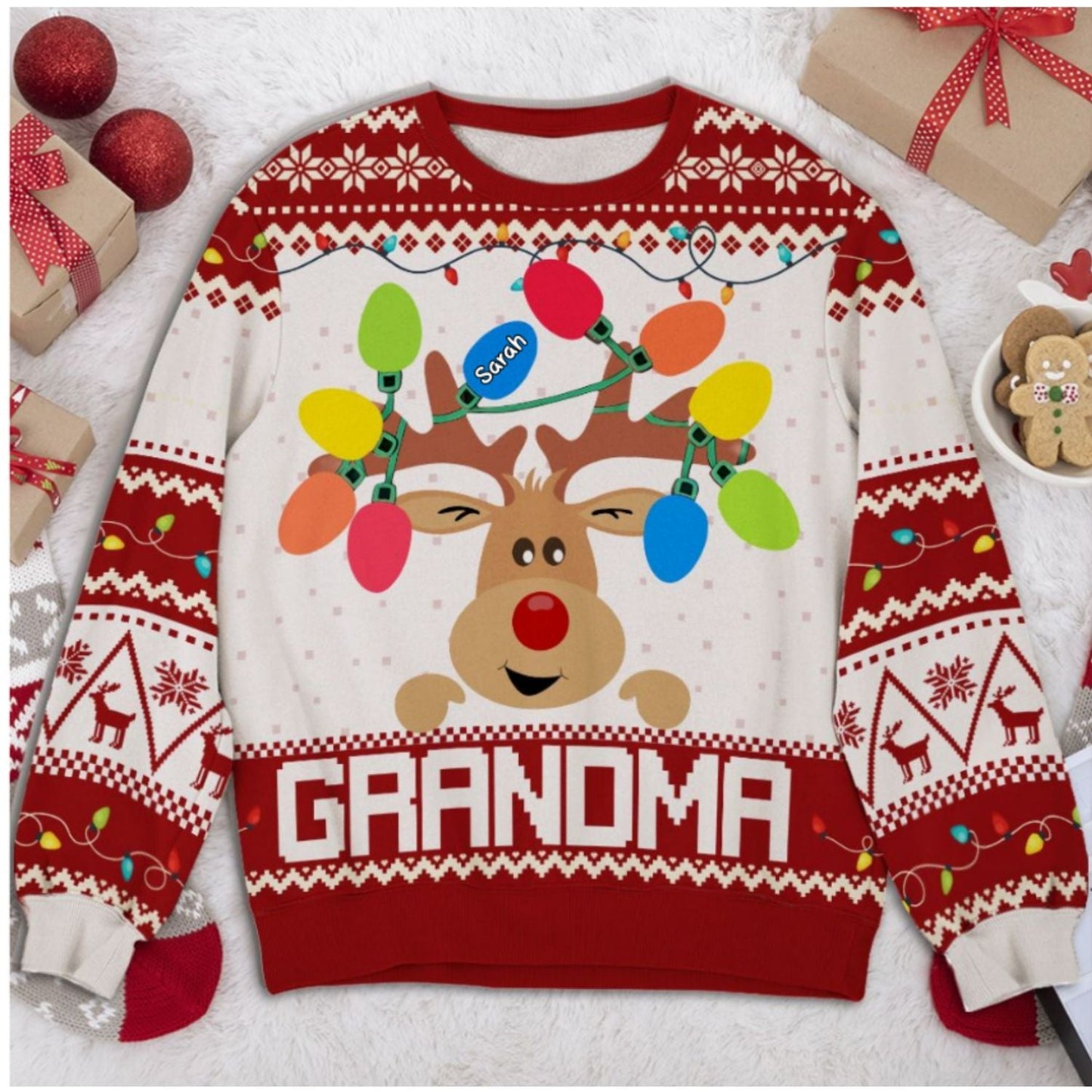 Reindeer Grandma - Personalized Custom All-Over-Print Sweatshirt