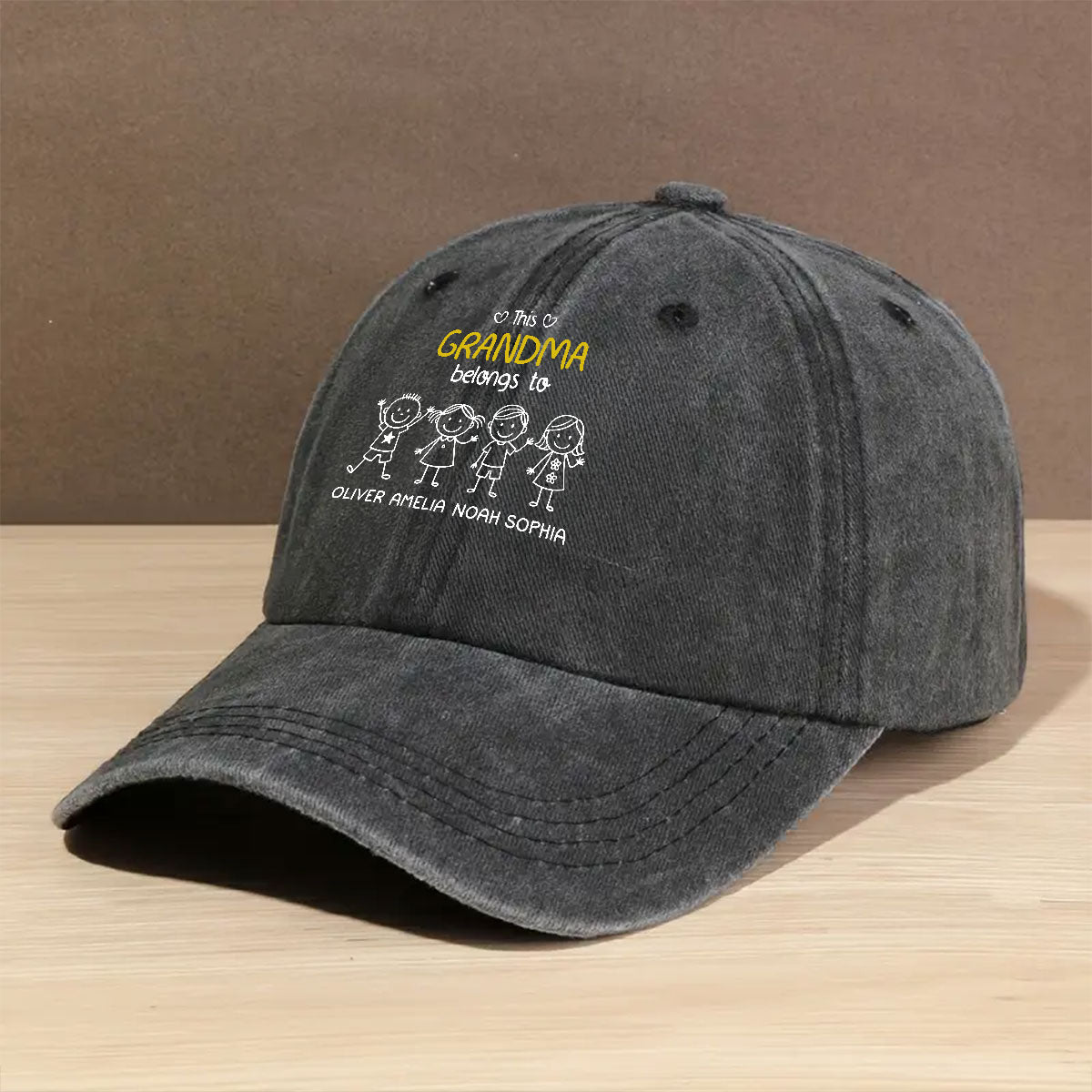 This Nana Belongs To Us - Personalized Custom Vintage Washed Denim Cap