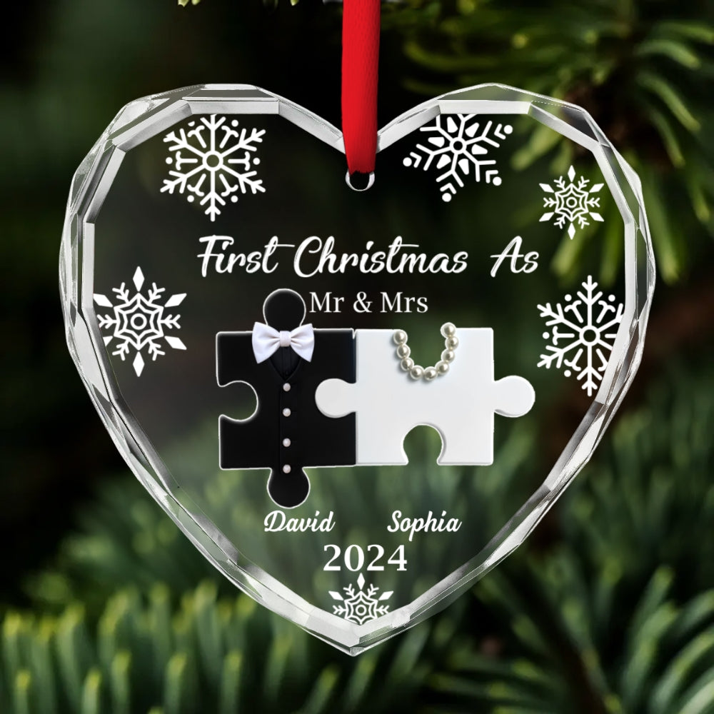 First Christmas As Married - Personalized Custom Glass Ornament