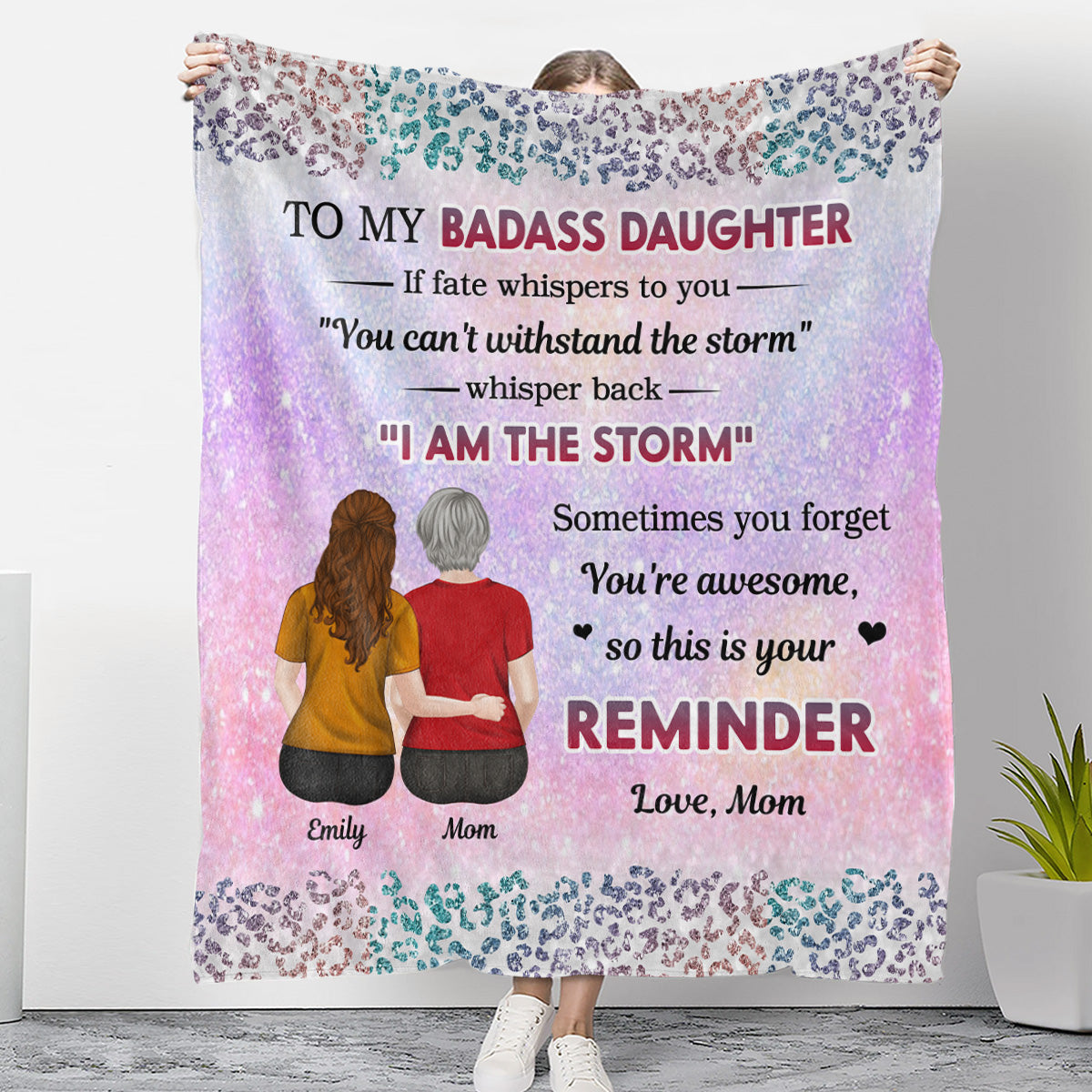 From Mom To Badass Daughter - Personalized Custom Fleece Blanket