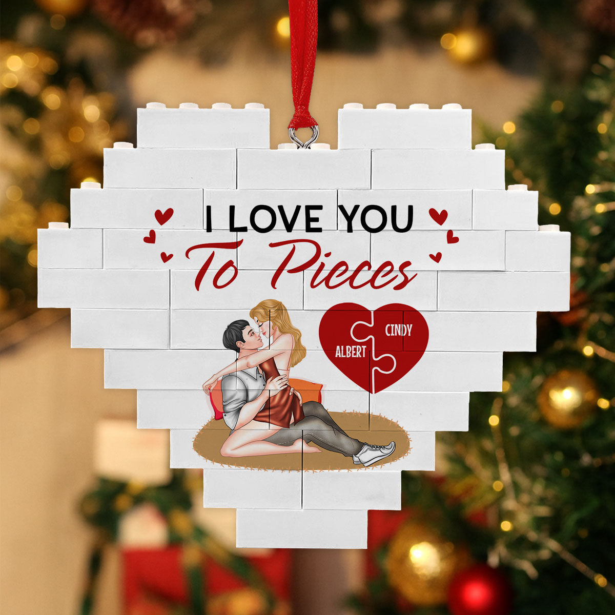 I Love You To Pieces - Personalized Custom Heart Puzzle Ornament