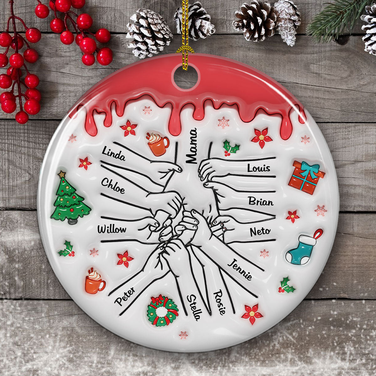 Our Hearts Are Your - Personalized Custom 3D Inflated Effect Ceramic Ornament