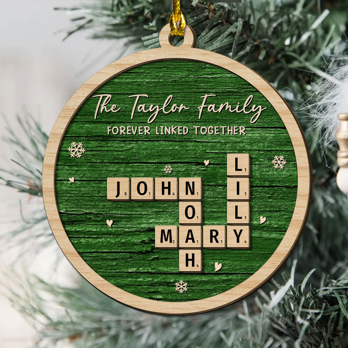 Family Is Forever Linked Love - Personalized Custom 2-Layered Wood Ornament