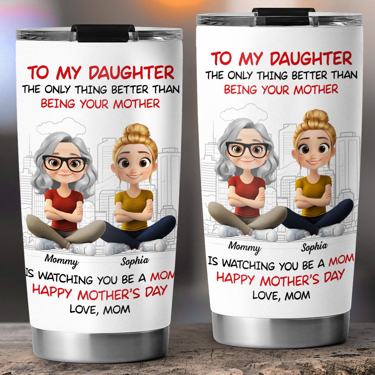To My Daughter Cartoonize - Personalized Custom Tumbler