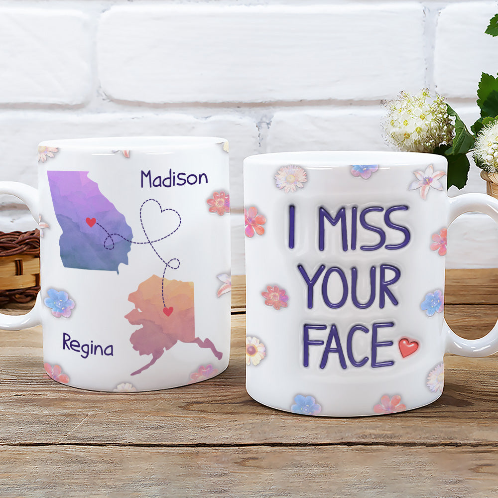 Long Distance State Besties - Personalized Custom 3D Inflated Effect Mug