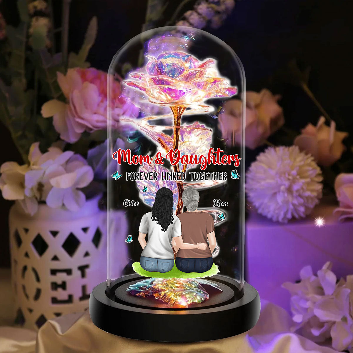 Mom And Lovely Daughter - Personalized Custom Sparkly Rose