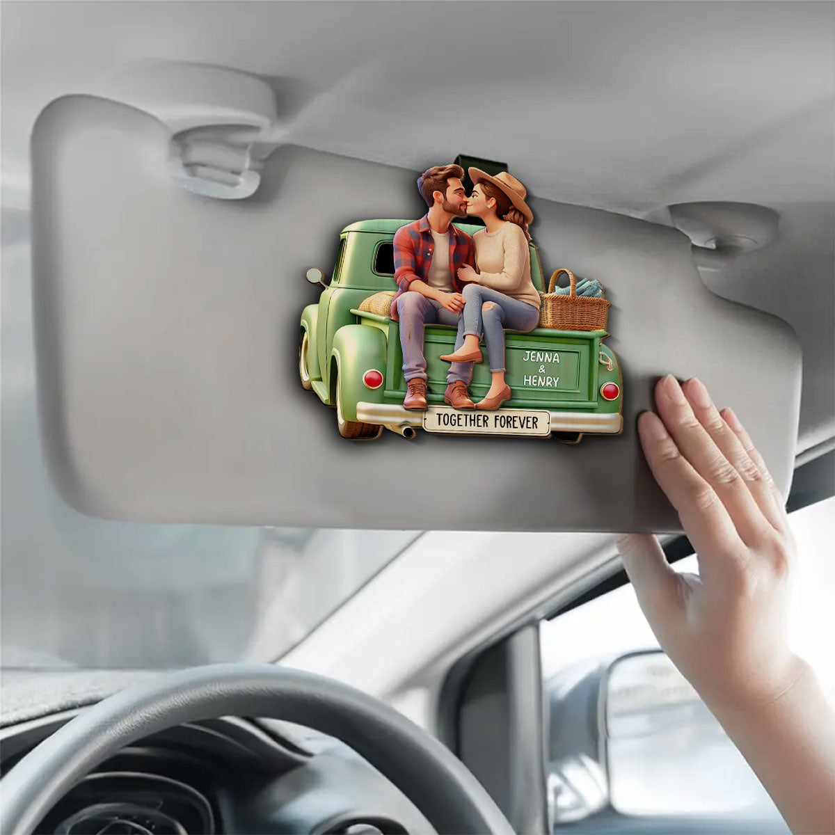 Rustic Romance - Personalized Custom Car Visor Clip