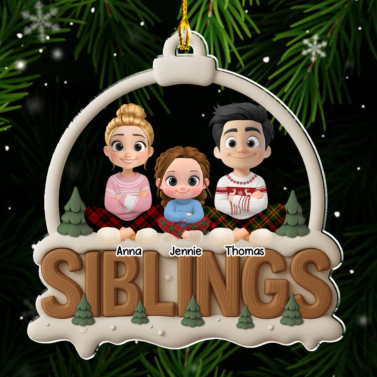 Siblings This Year Onwards Ver 2 - Personalized Custom 3D Effect Acrylic Ornament