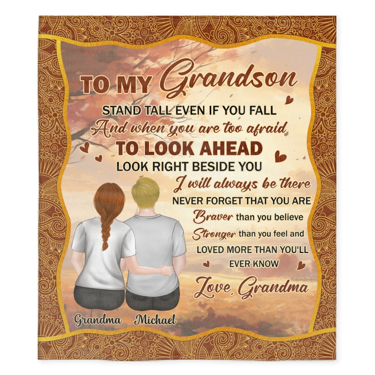 My Brave Grandson - Personalized Custom Fleece Blanket