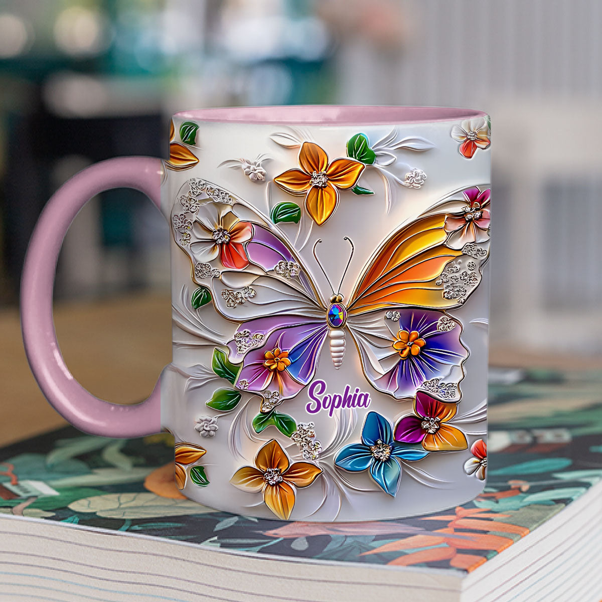 Stunning Butterfly - Personalized Custom 3D Inflated Effect Accent Mug