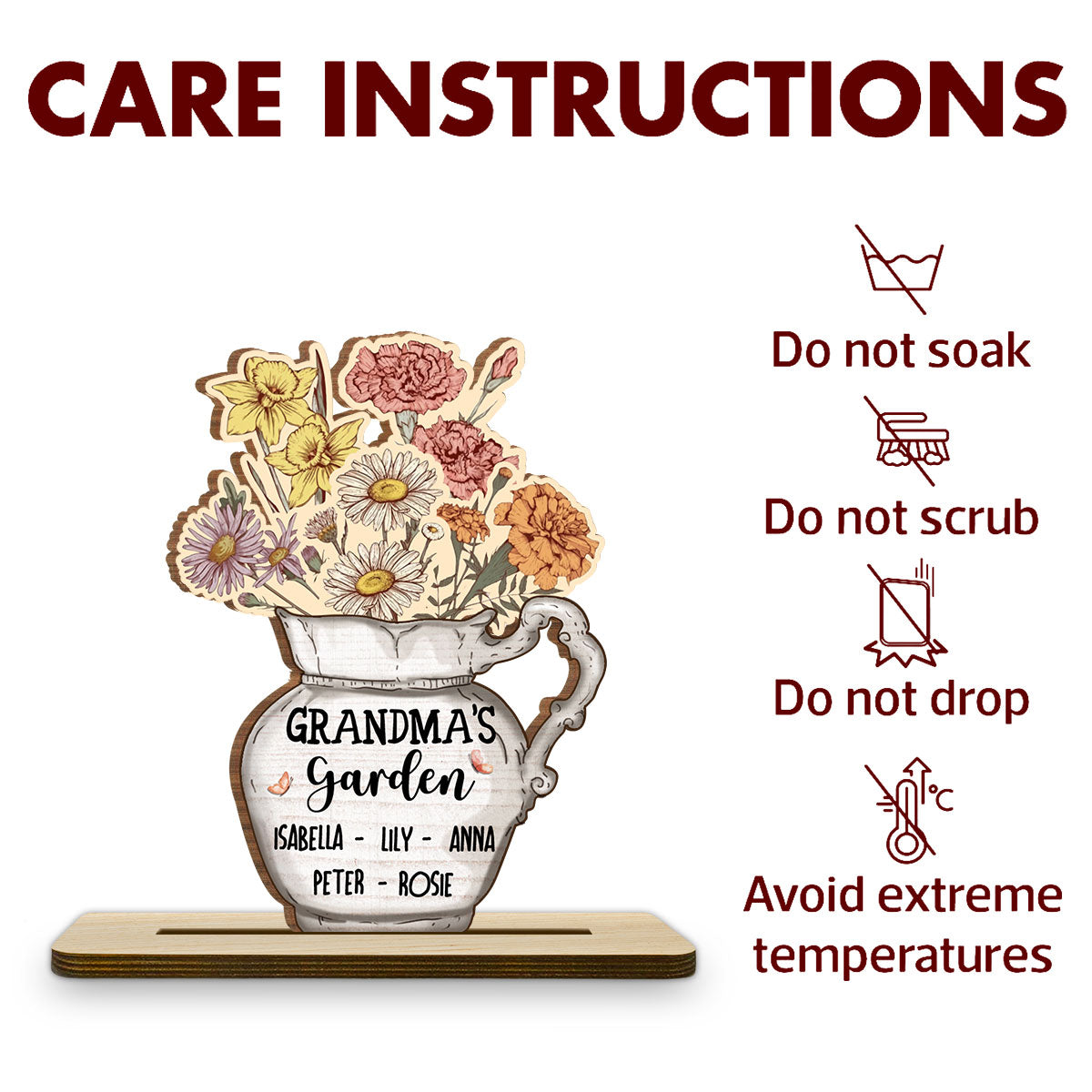 Our Love Grows With You - Personalized Custom 2-Layer Wood Plaque With Flat Base