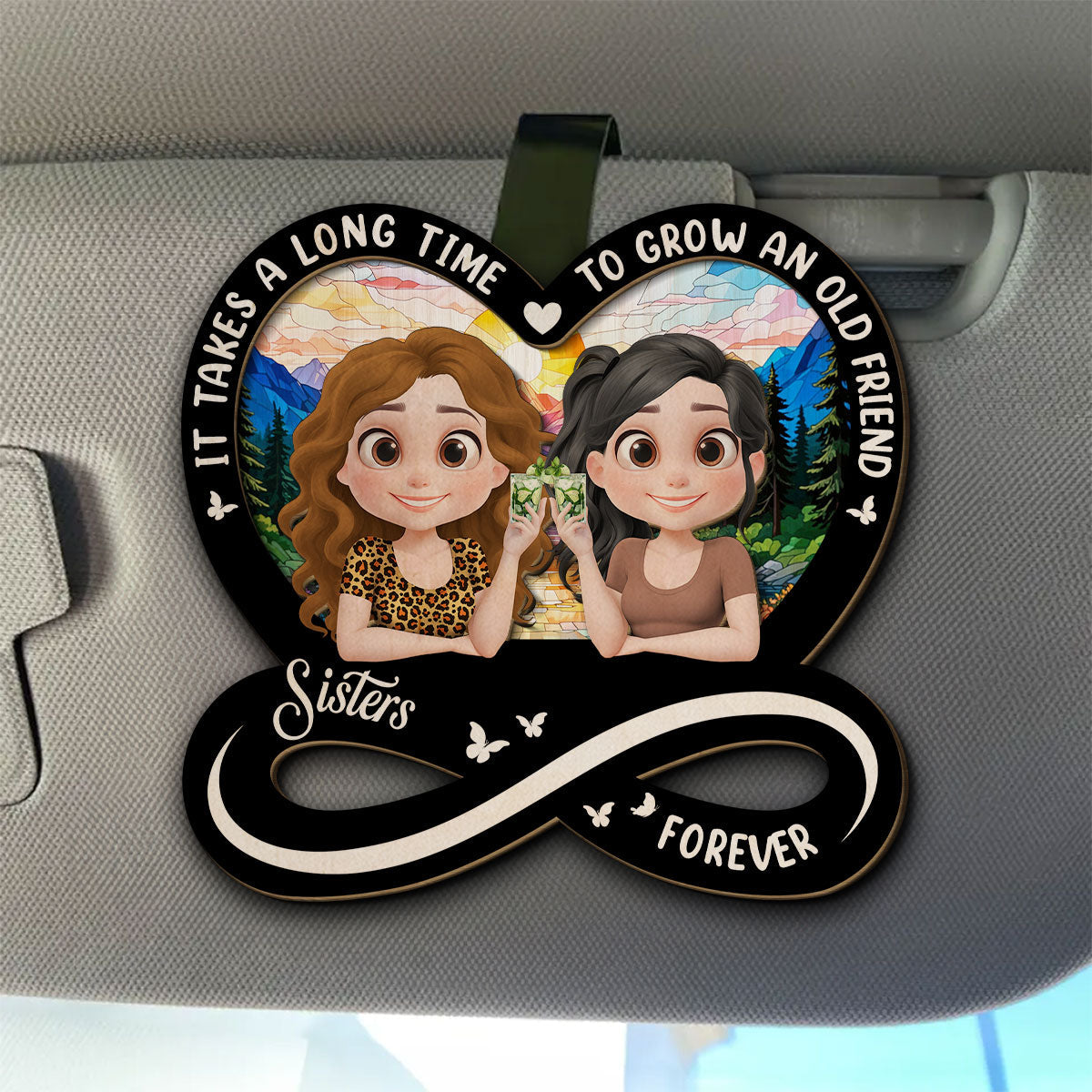 It Takes A Long Time Cartoonize - Personalized Custom Car Visor Clip