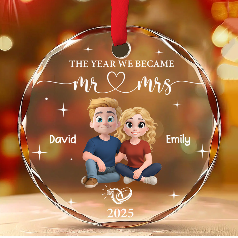 Happily Ever After Begins - Personalized Custom Glass Ornament