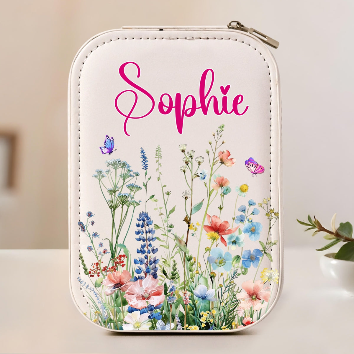 Vintage Floral - Personalized Custom Jewelry Box With LED Mirror