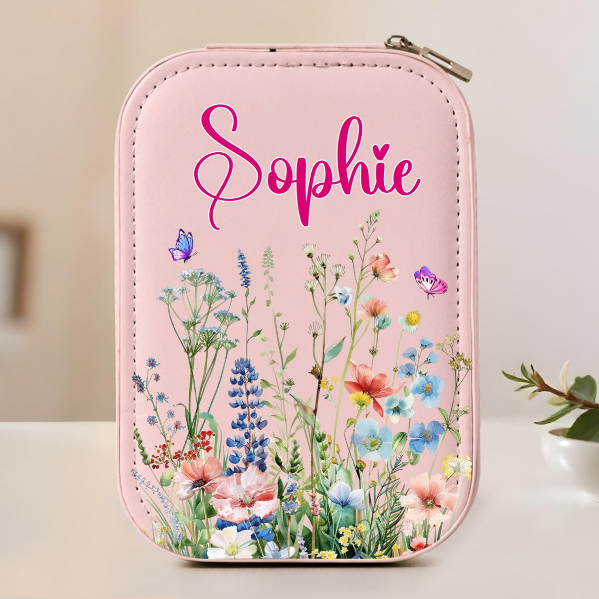 Vintage Floral - Personalized Custom Jewelry Box With LED Mirror