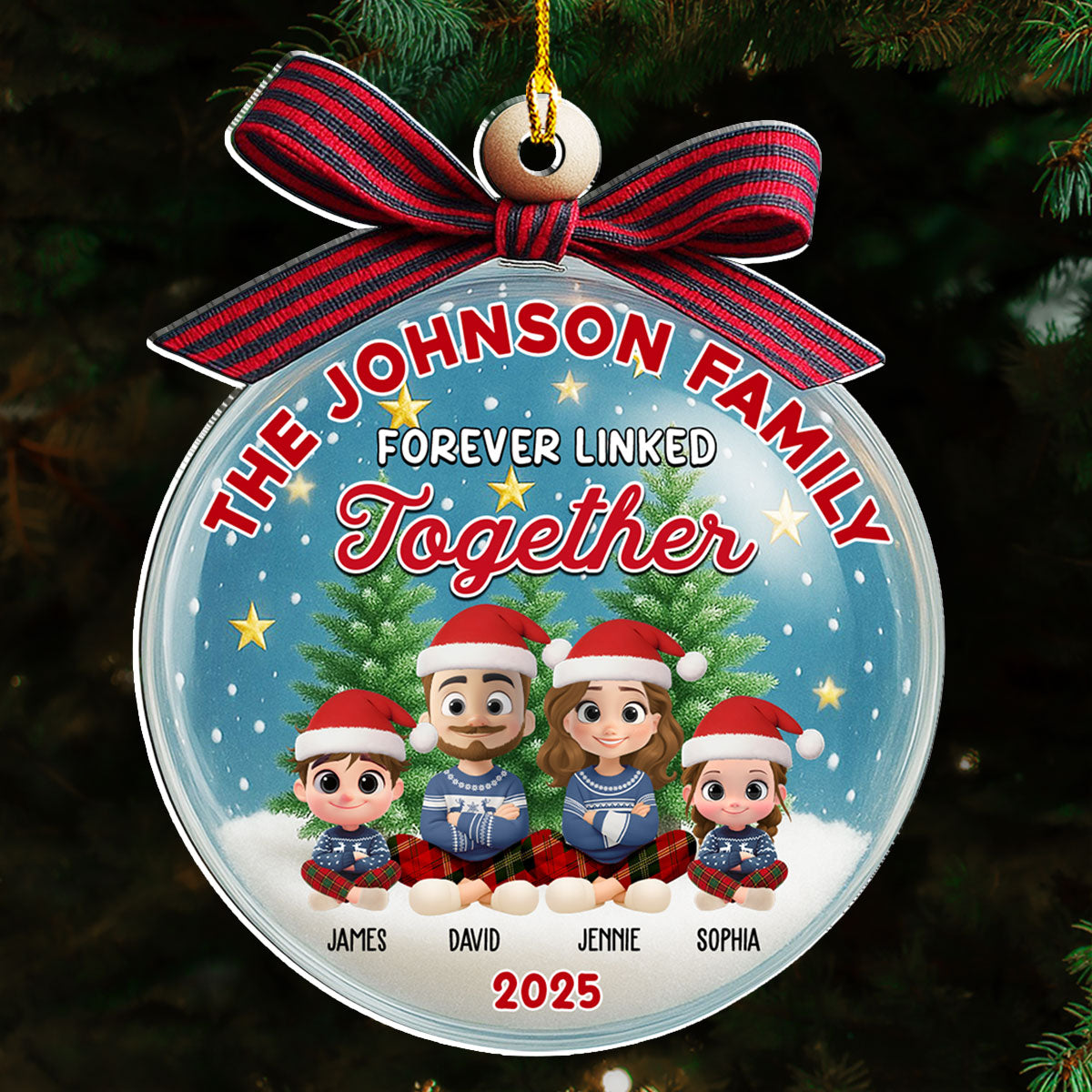 Family In Happy Ball - Personalized Custom Acrylic Ornament