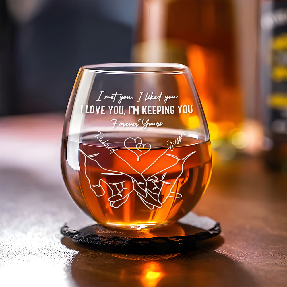 The Day I Met You - Personalized Custom Wine Glass