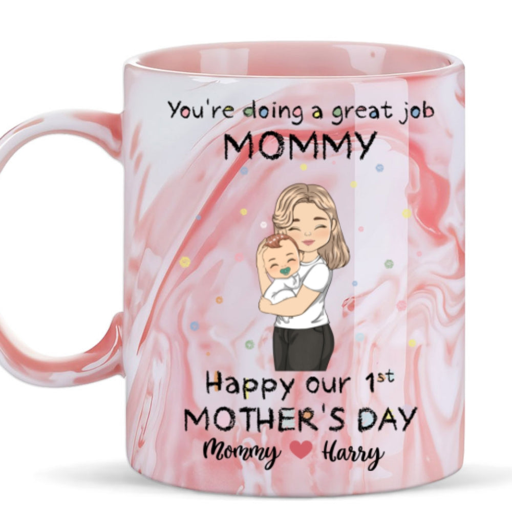 You Are Doing A Great Job - Personalized Custom Pink Marble Mug