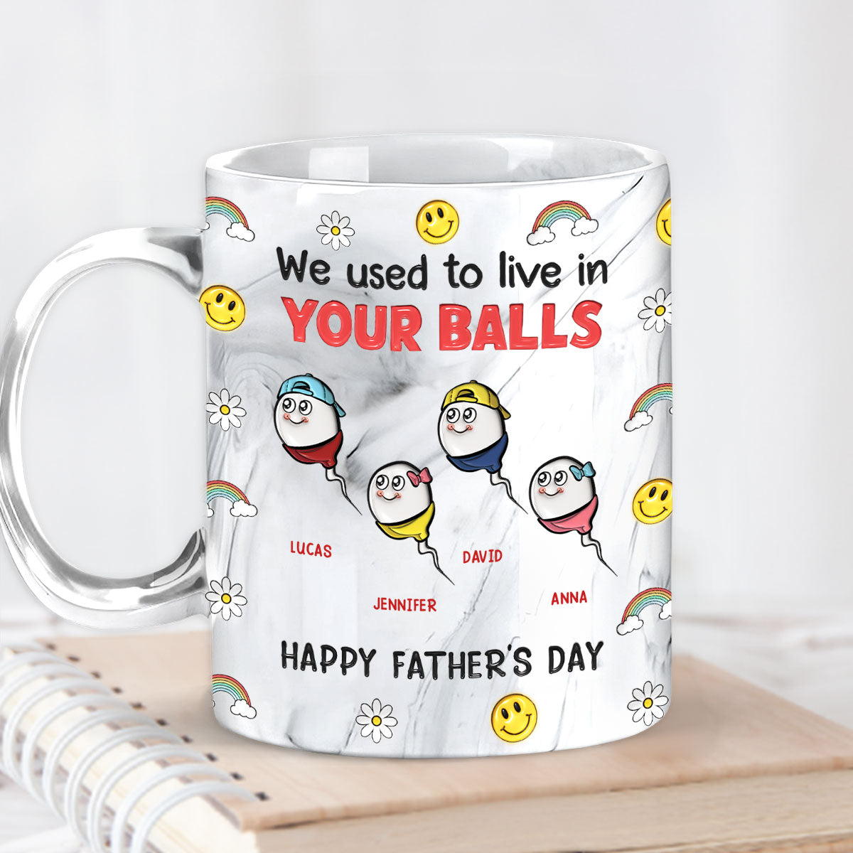 We Used To Live In Your Balls - Personalized Custom Grey Marble Mug