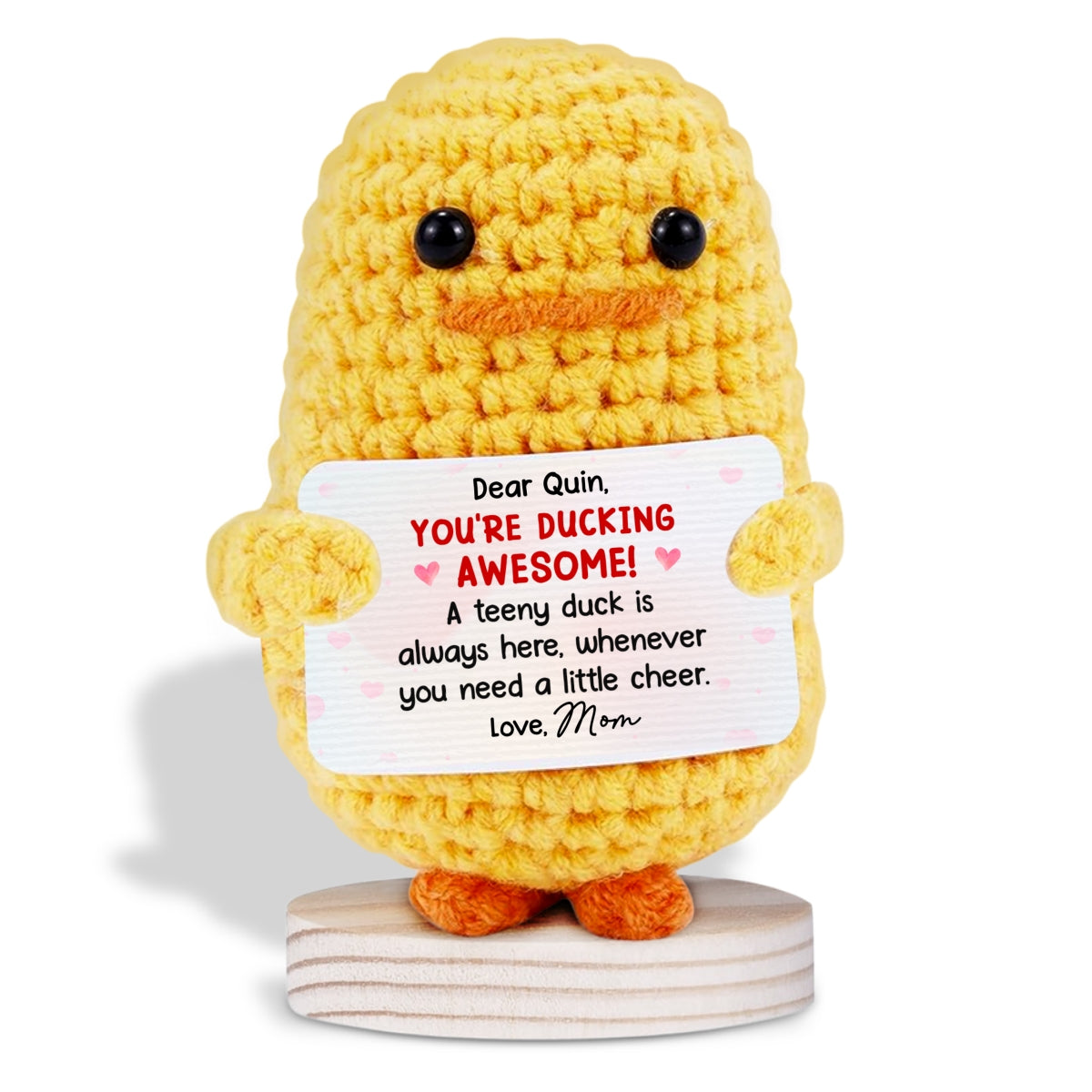 Whenever You Need A Little Cheer - Personalized Custom Duck Crocheted Plushie With Message
