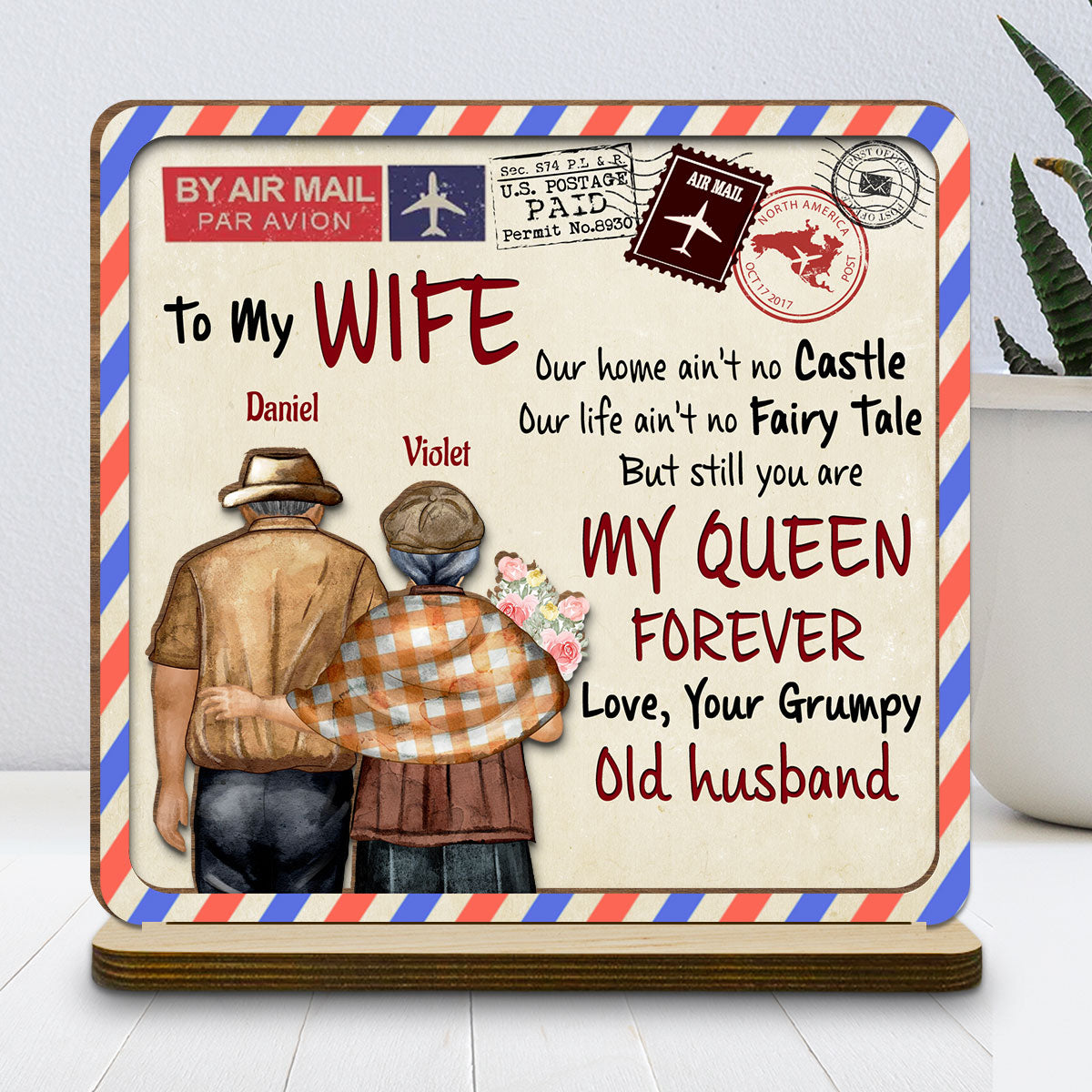 My Queen - Personalized Custom 2-Layer Wood Plaque With Flat Base