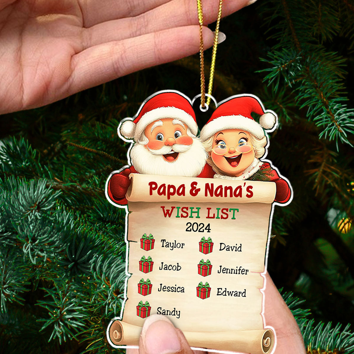 Wish List Of Papa And Nana - Personalized Custom Acrylic Ornament