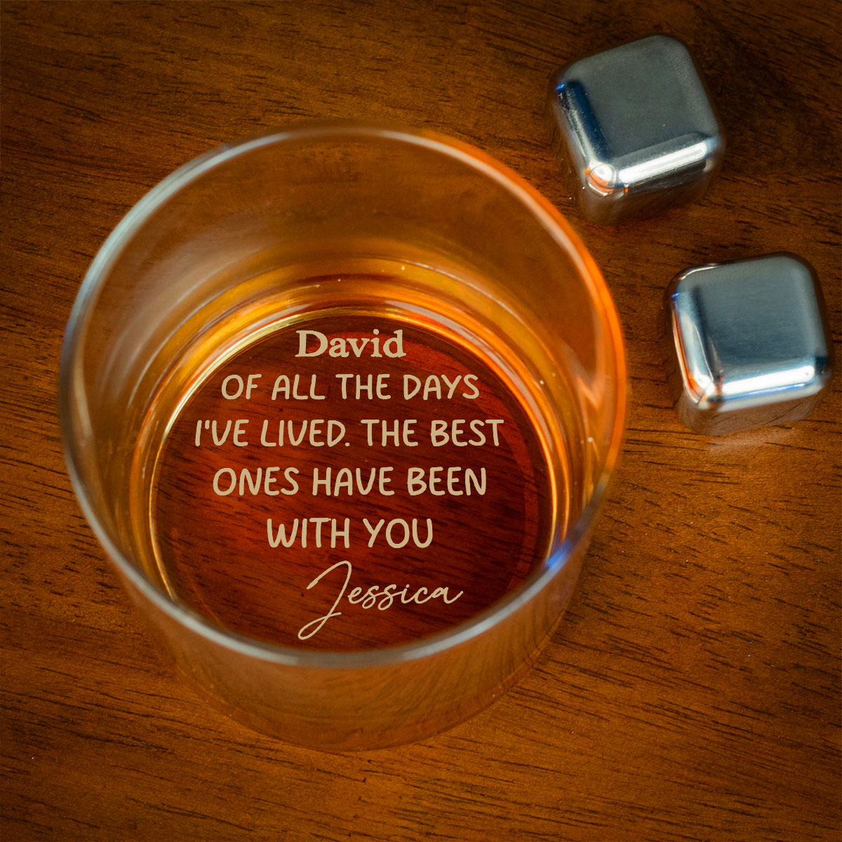 Love Grows Stronger With You - Personalized Custom Engraved Whiskey Glass