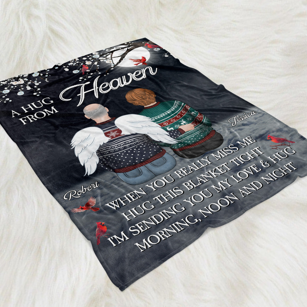 A Hug From Heaven Version 2 - Personalized Custom Fleece Blanket