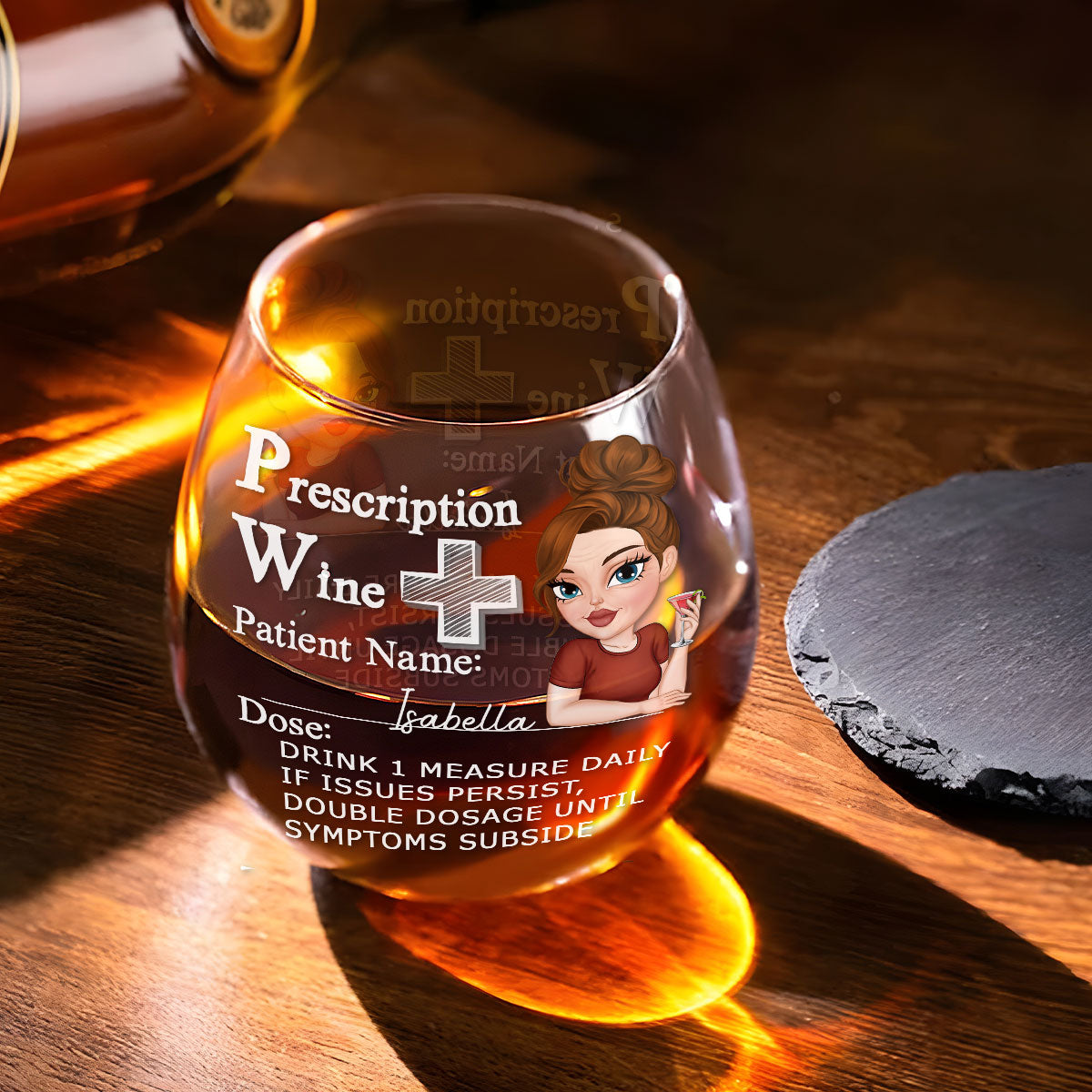 Drink One Measure Daily - Personalized Custom Wine Glass