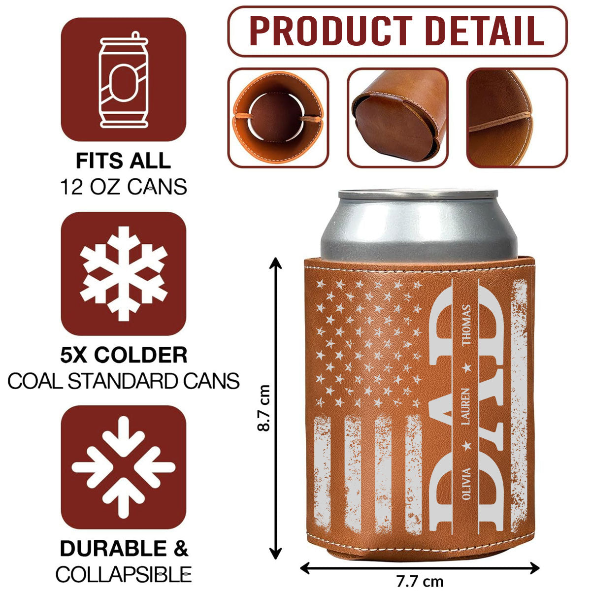 The Best Daddy - Personalized Custom Leather Can Cooler