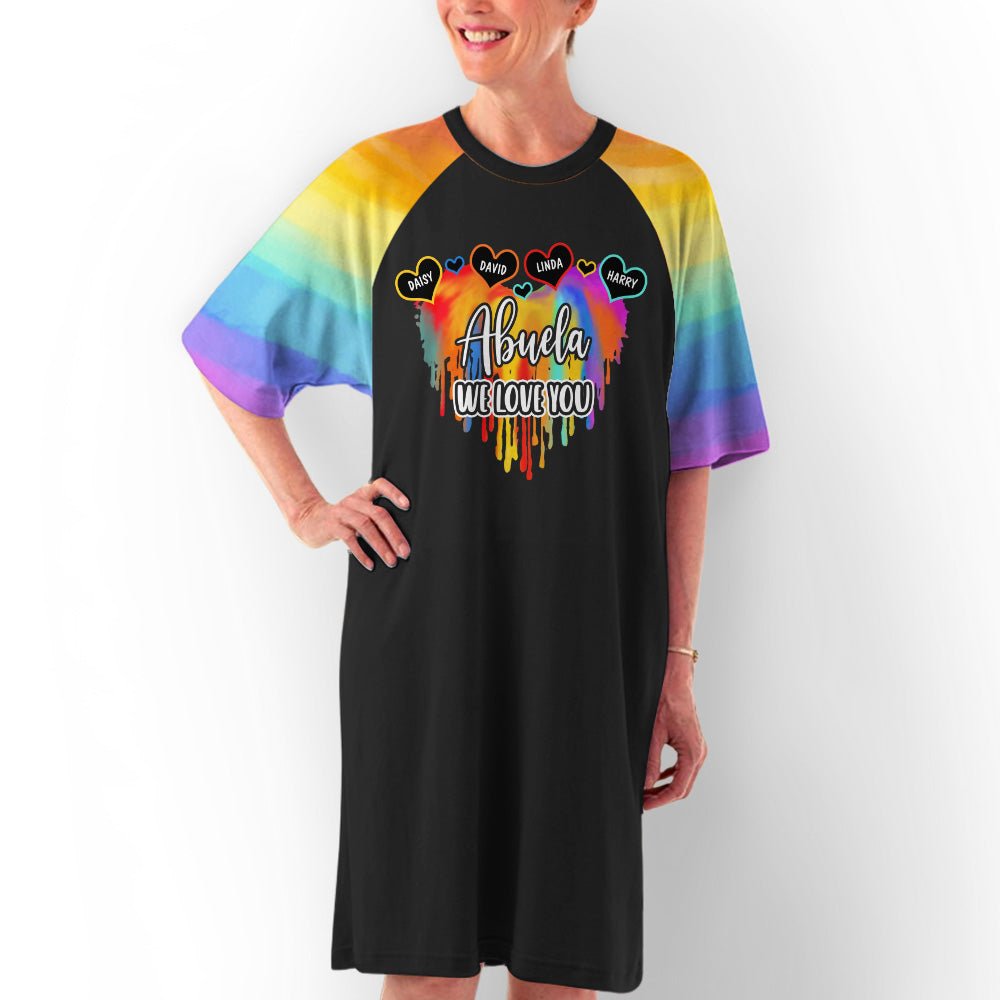Colorful Grandma Heart - Personalized Custom 3/4 Sleeve Dress