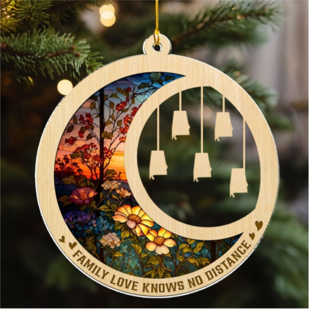 Family Love Knows No Distance Ver 2 - Personalized Custom Acrylic Ornament