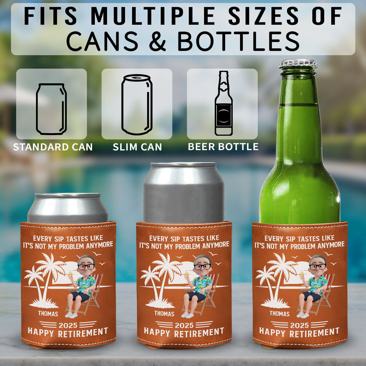 Tastes Like A Retired Legend In Every Sip - Personalized Custom Leather Can Cooler Holder