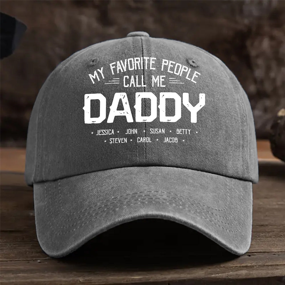 My Favorite People Call Me Love - Personalized Custom Vintage Washed Denim Cap